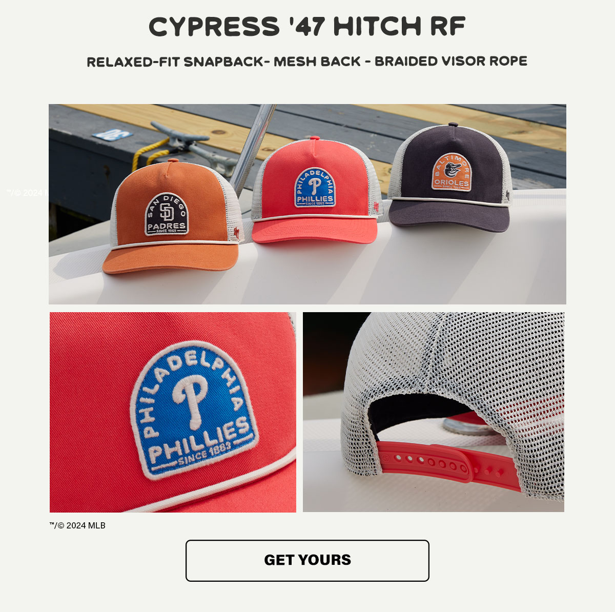 CYPRESS ’47 HITCH RF | RELAXED-FIT SNAPBACK - MESH BACK - BRAIDED VISOR ROPE | GET YOURS