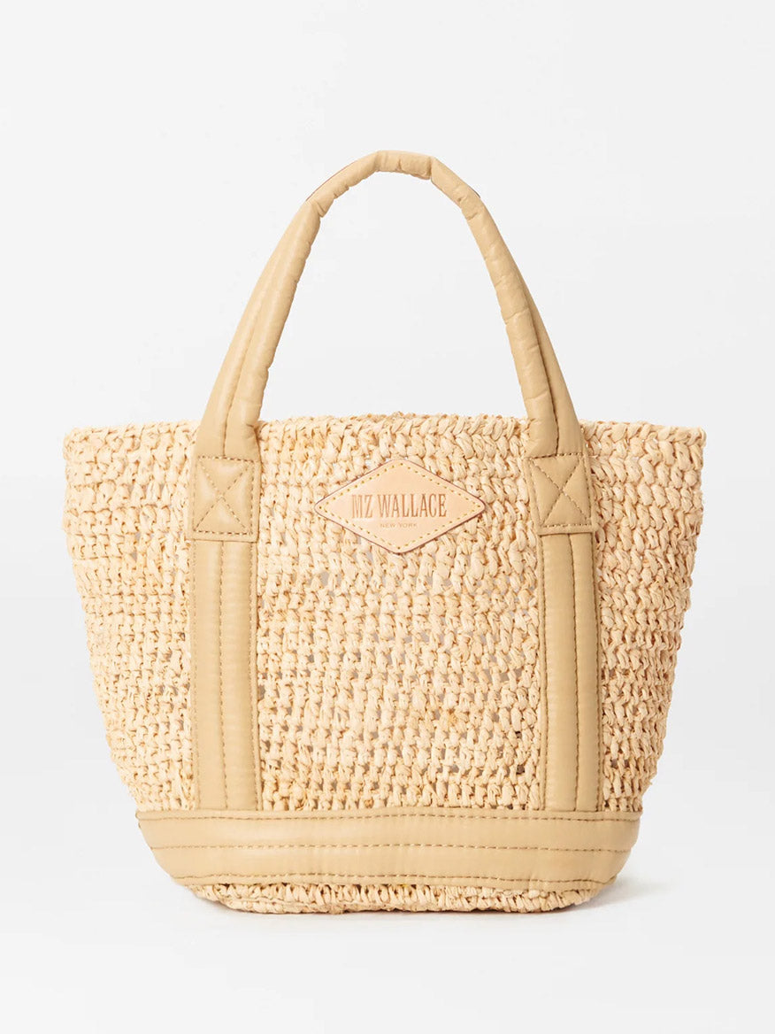 Image of MZ Wallace Mini Raffia Tote in Raffia/Camel