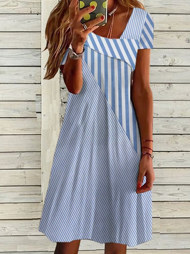 Women Plain Short Sleeve Comfy Casual Short Dress