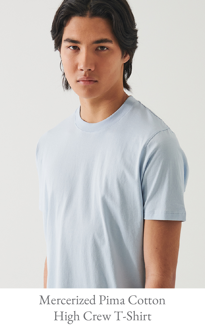 MERCERIZED PIMA COTTON HIGH NECK T-SHIRT