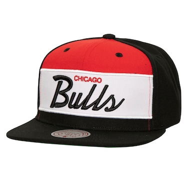  Mitchell & Ness White/Black  Retro Sport Color Block Script Snapback Hat