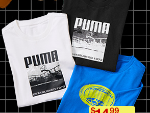 $14.99 each Men's PUMA Tees, select styles, regular $25 each