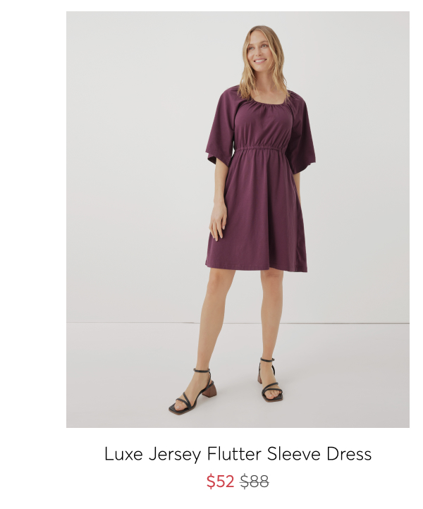 Luxe Jersey Flutter Sleeve Dress - $52