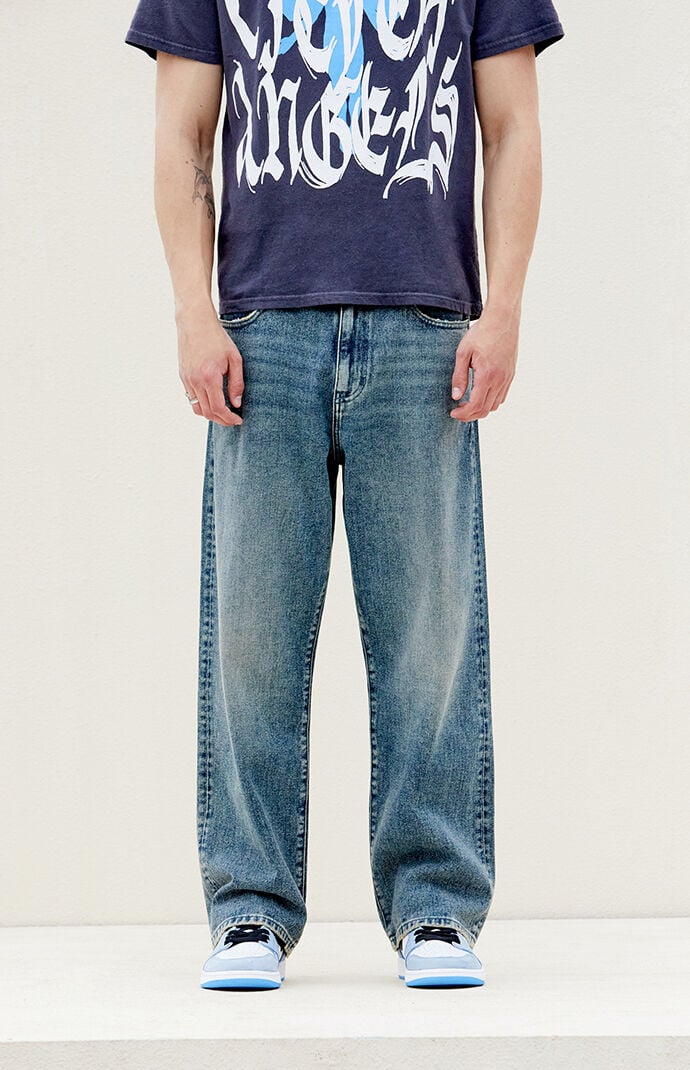 Image: Medium Indigo Wash Baggy Jeans