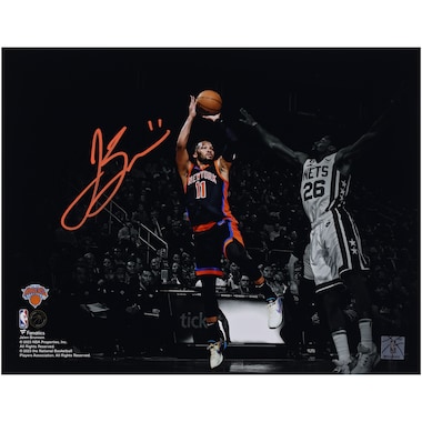 Jalen Brunson  Autographed 11" x 14" Shooting Versus Brooklyn Nets Spotlight Photograph