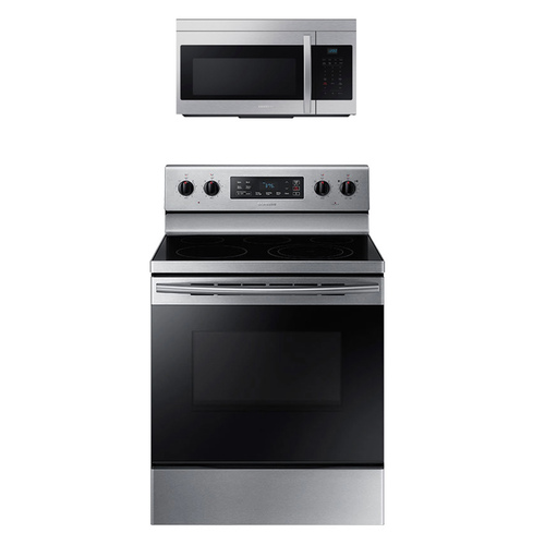 Samsung 5.9 CuFt Freestanding 5-Burner Self-Cleaning Electric Range with 1.6 CuFt 1000 Watt Over-The-Range Microwave in Stainless Steel