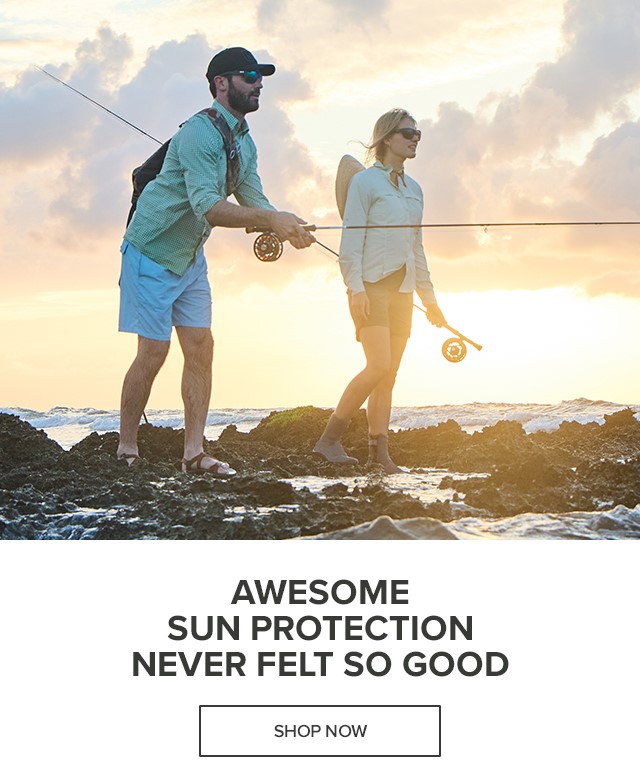  Man and Woman on a rocky shore casting fly rods Awesome Sun Protection Never Felt So Good