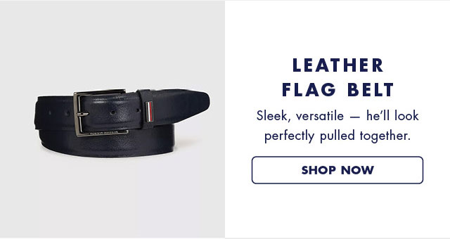 Leather flag belt                                            Sleek, versatile - he'll look perfectly pulled together                                            Shop now           