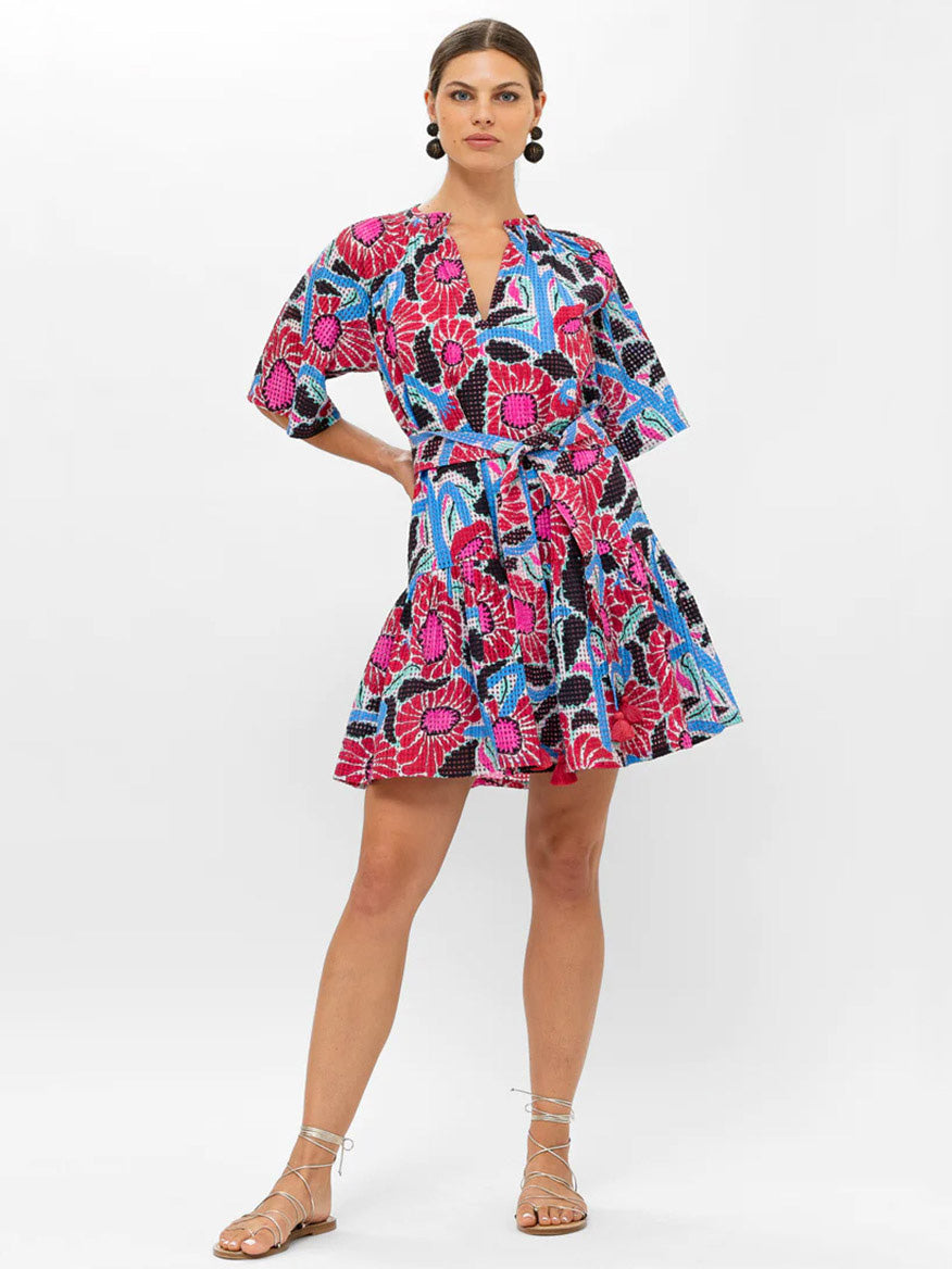 Image of Oliphant Raglan Belted Mini Dress in Umbria Blue