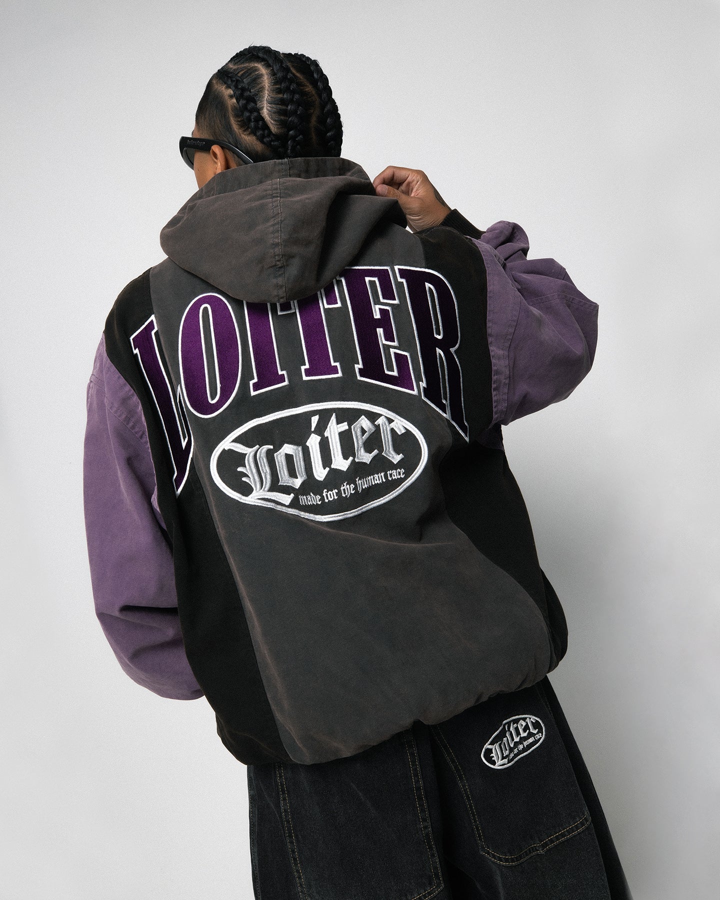 Image of Loiter Splinter Hoodie Charcoal/Purple