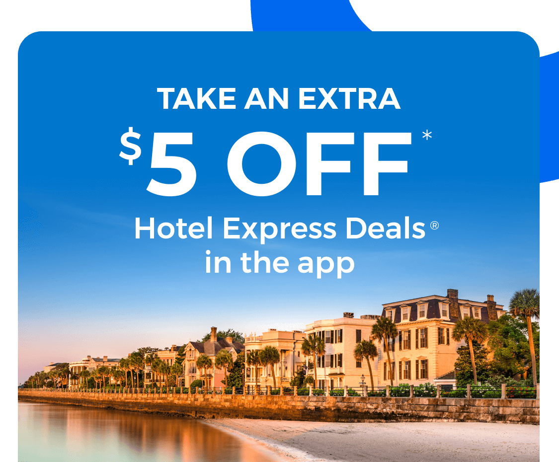 Take an extra $5 off Hotel Express Deals in the app