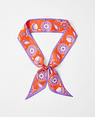 Floral Skinny Silk Scarf