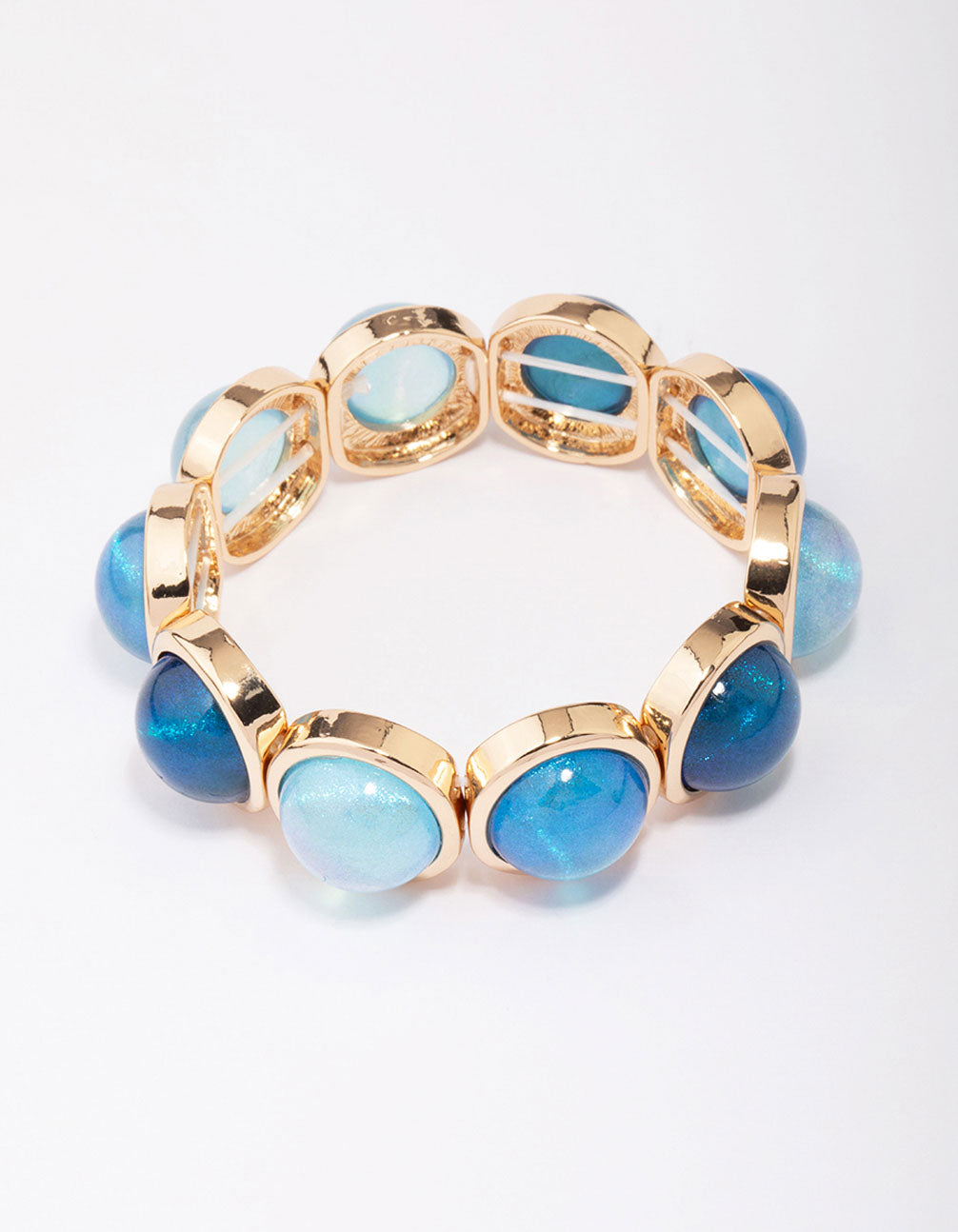 Image of Gold Acrylic Blue Circle Stretch Bracelet