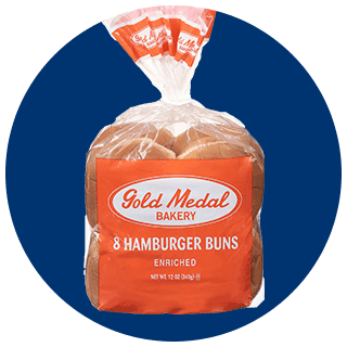 8-ct. bag of Gold Medal hamburger buns