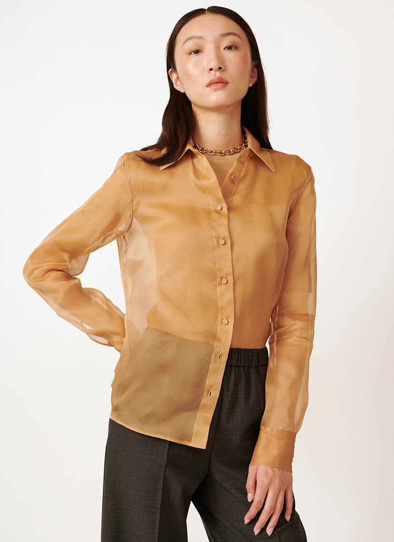 Image of Organza Shirt with Filo Diamante