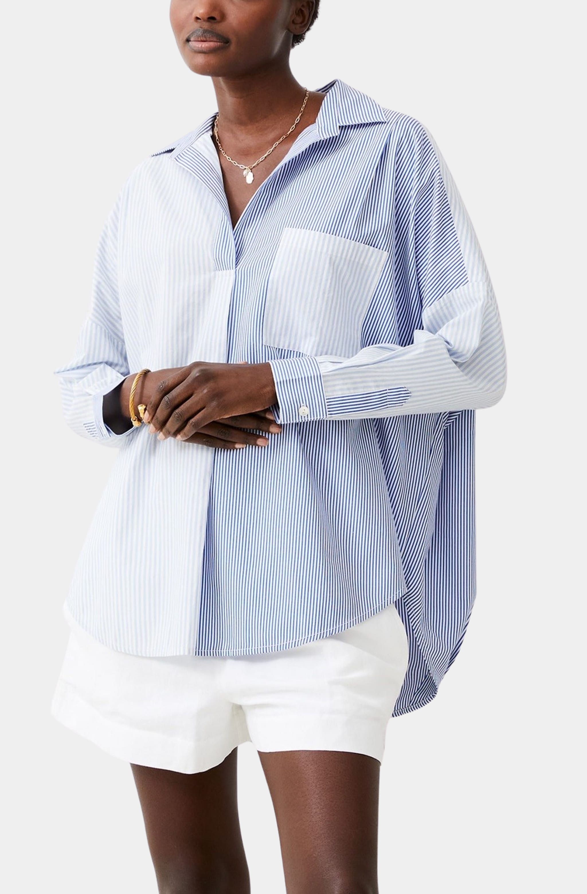 Image of Stripe Shirting Popover Shirt