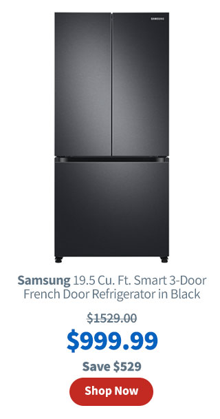 Samsung 19.5 Cu. Ft. Smart 3-Door French Door Refrigerator in Black. $1099.99. Shop Now.