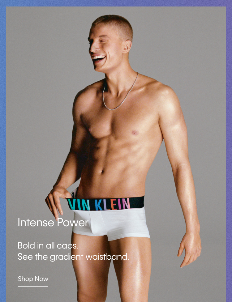 Intense Power - Bold in all caps. See the gradient waistband.