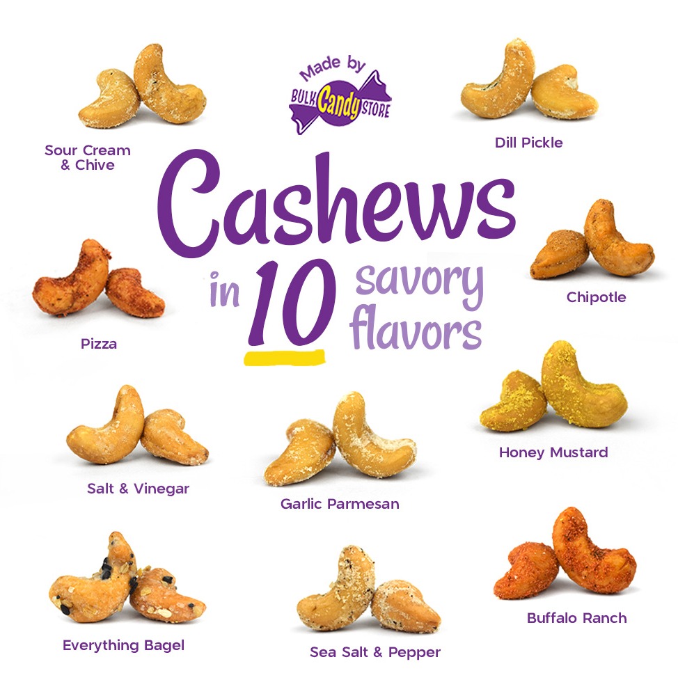 Cashews in 10 savory flavors