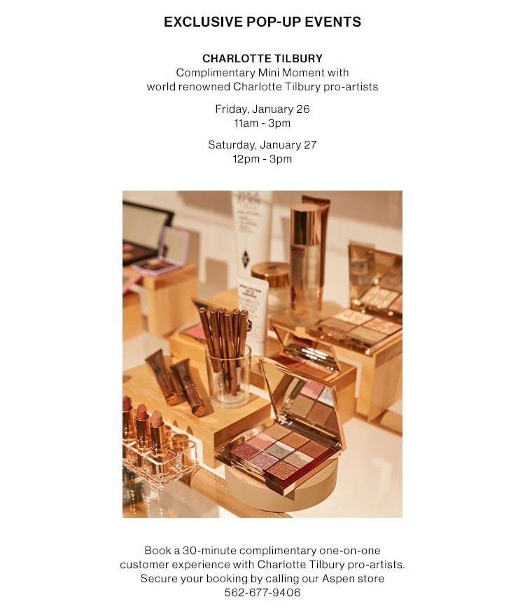 Exclusive Pop-Up Events. Charlotte Tilbury.