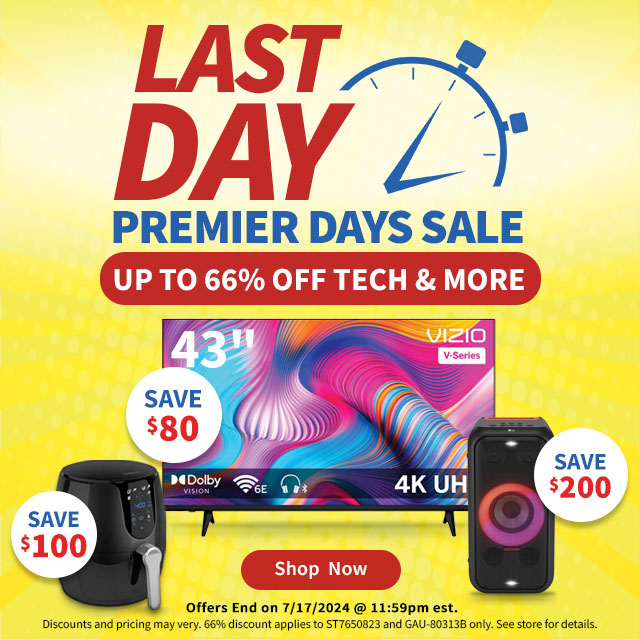 Last Day Premier Days Sale. Up to 66% Off Tech and More. Shop Now