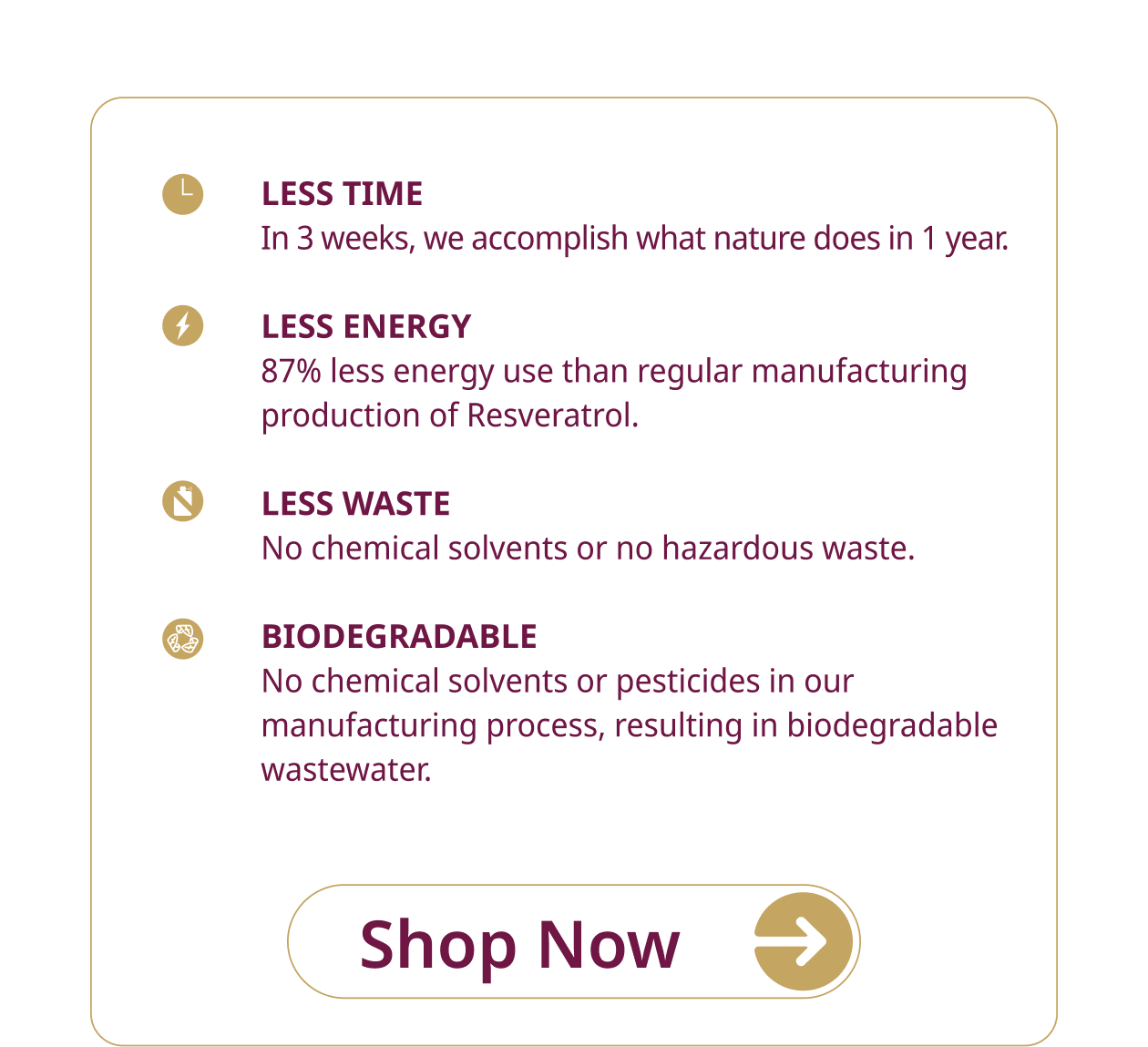 Less Time, Less Energy, Less Waste, Biodegradable