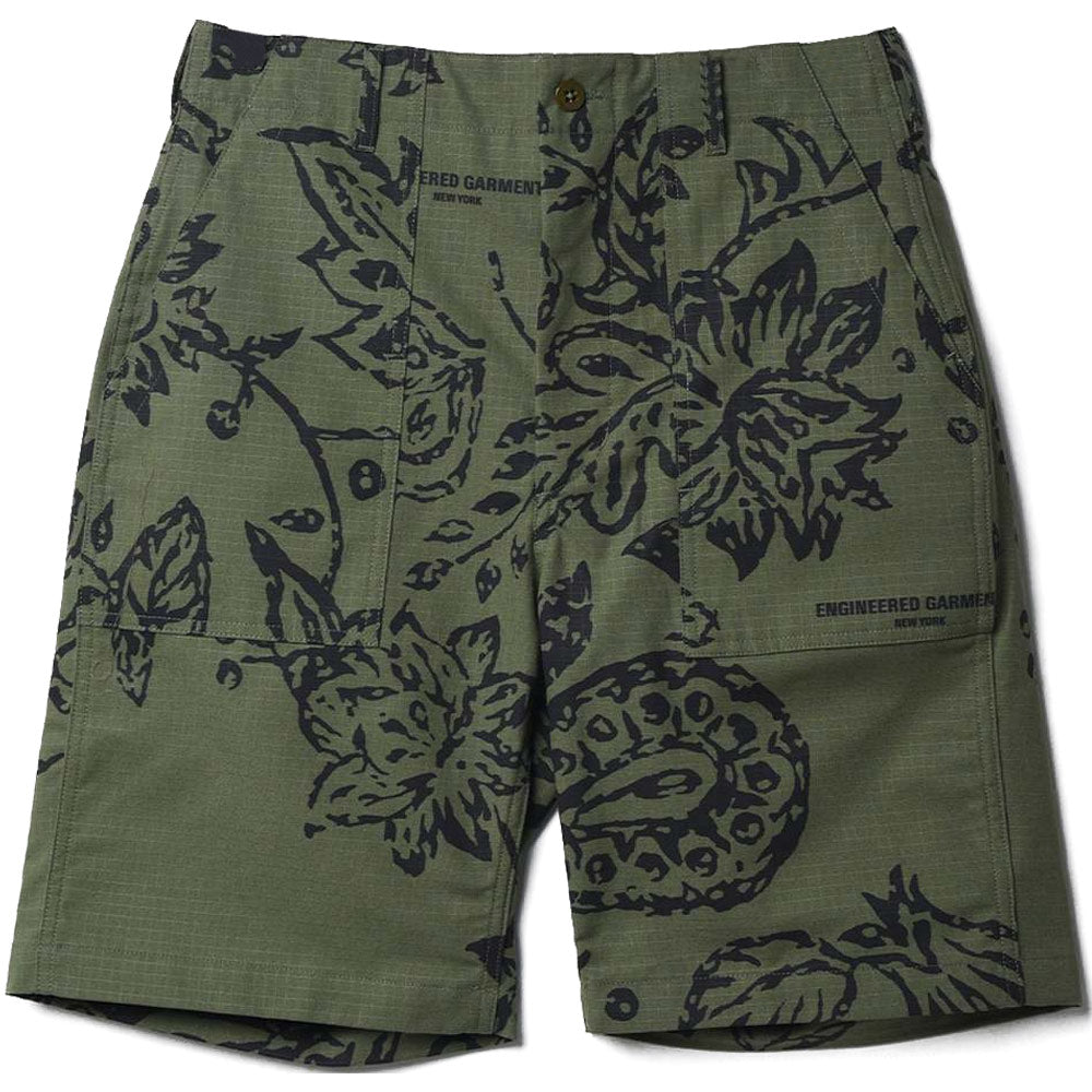 Image of Fatigue Short 'Olive Floral Print Ripstop'