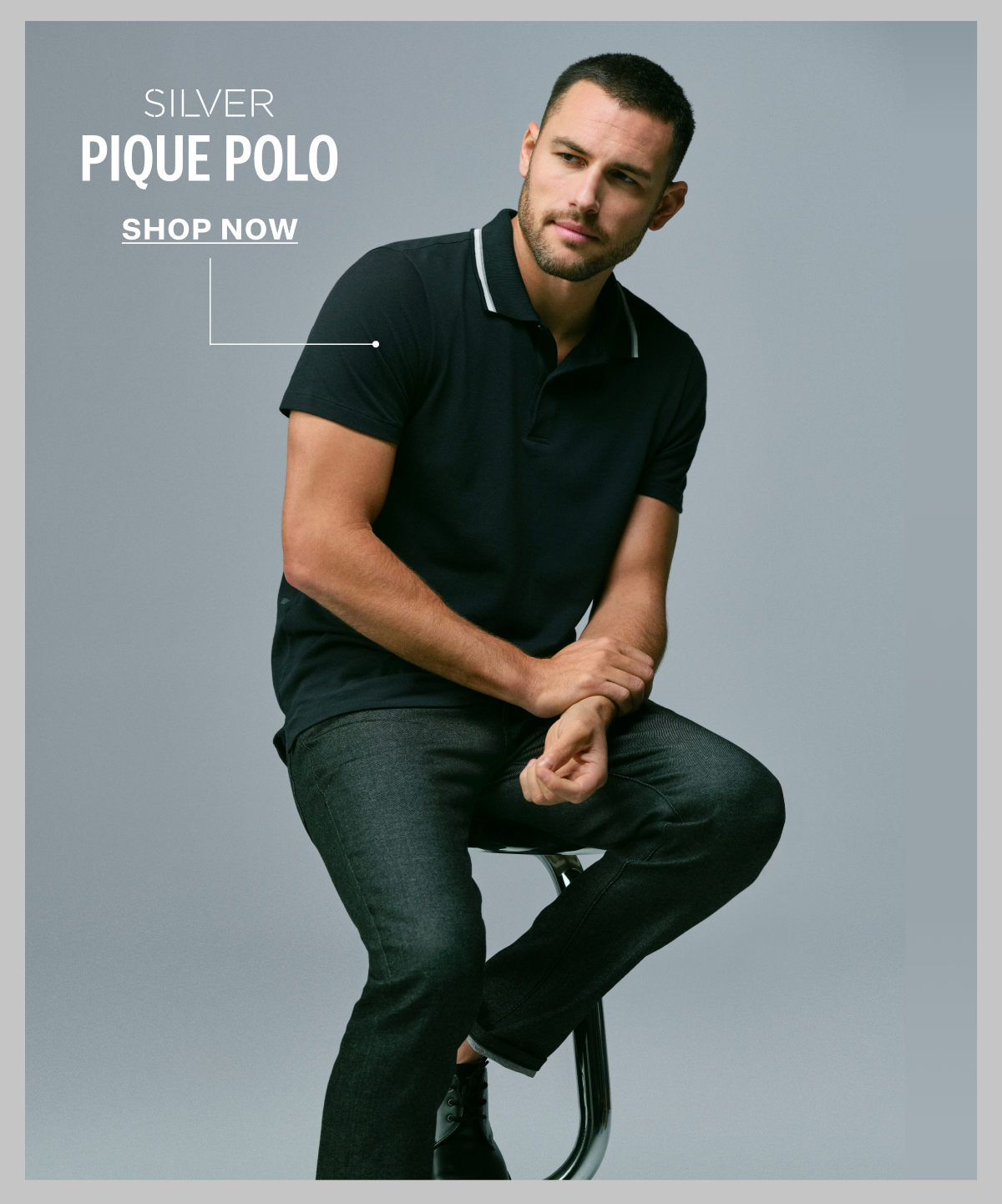 SILVER Pique Polo