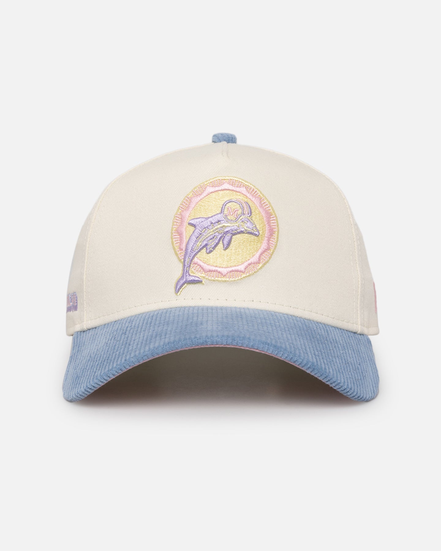 Image of New Era Miami Dolphins 'Easter Corduroy' 9FORTY A-Frame Snapback White/Blue