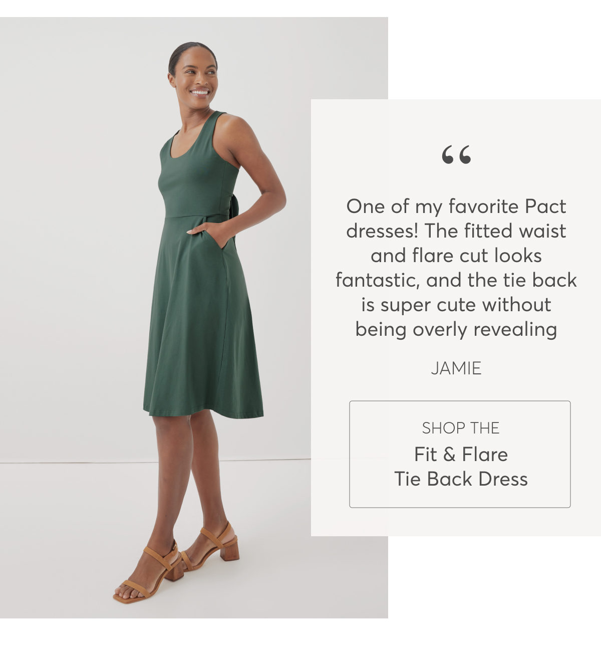 “This dress is soft, comfortable, and a super cute fit. I must have had ten compliments the first time I wore it.” - Dana, Shop the Fit & Flare Tie Back Dress