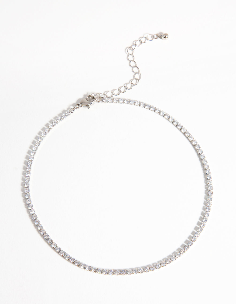 Image of Rhodium Cubic Zirconia Cupchain Choker