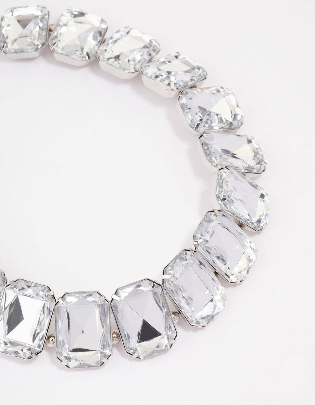 Image of Rhodium Chunky Diamante Statement Necklace