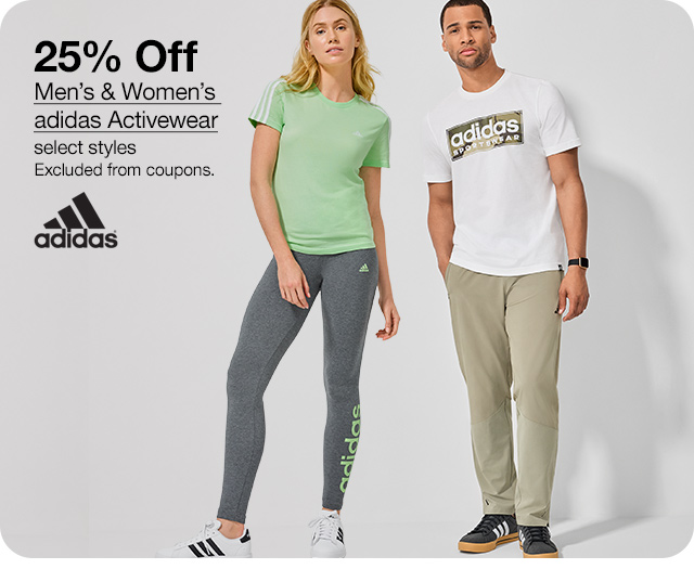 25% Off Men's & Women's adidas Activewear, select styles. Excluded from coupons.