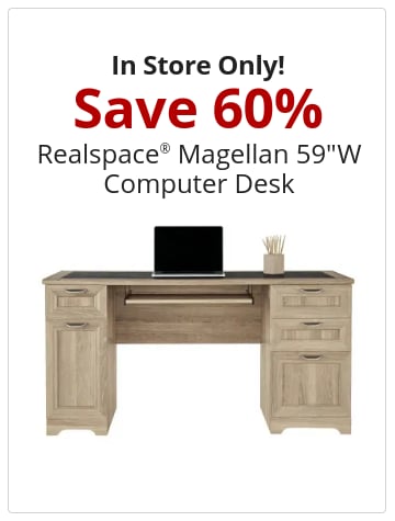 In Store Only! Save 60% Realspace® Magellan 59&#x22;W Computer Desk