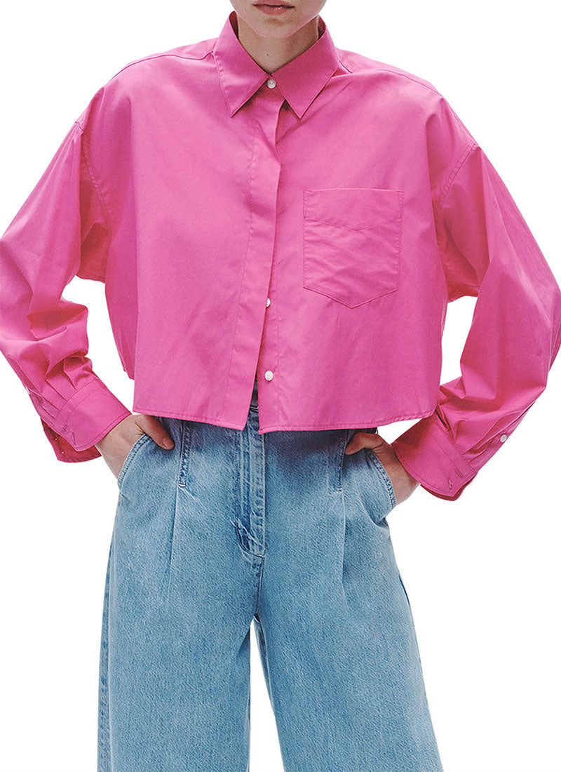 Image of Beatrice Cropped Poplin Shirt