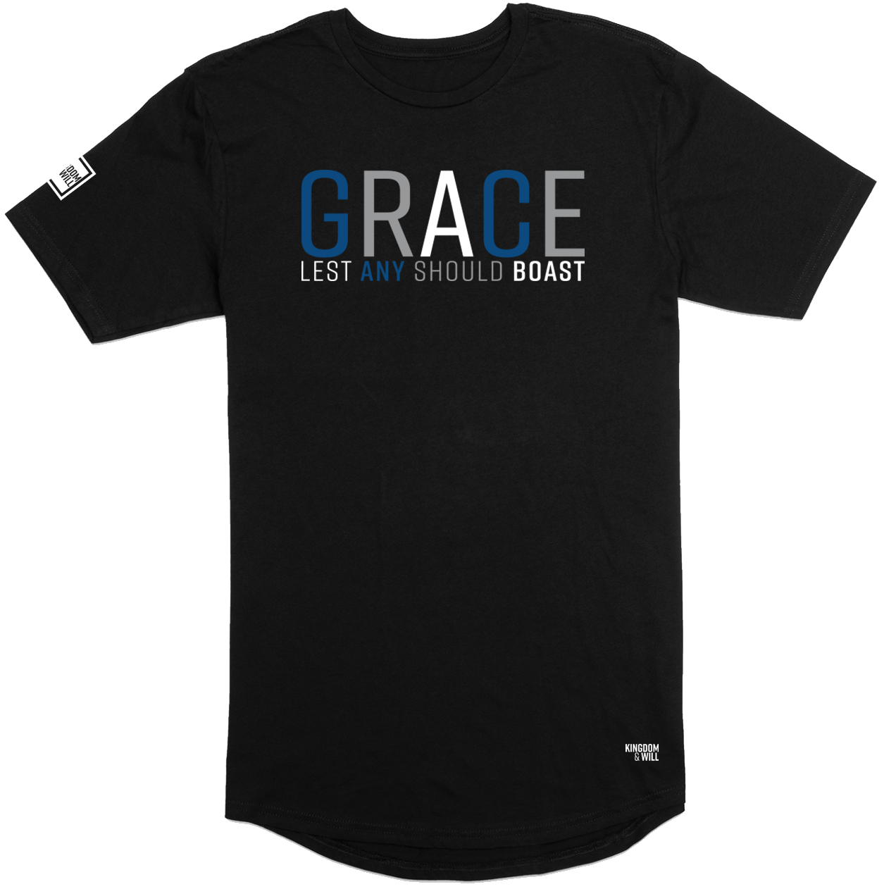 Image of Grace Long Body T-Shirt (Black & Blue)