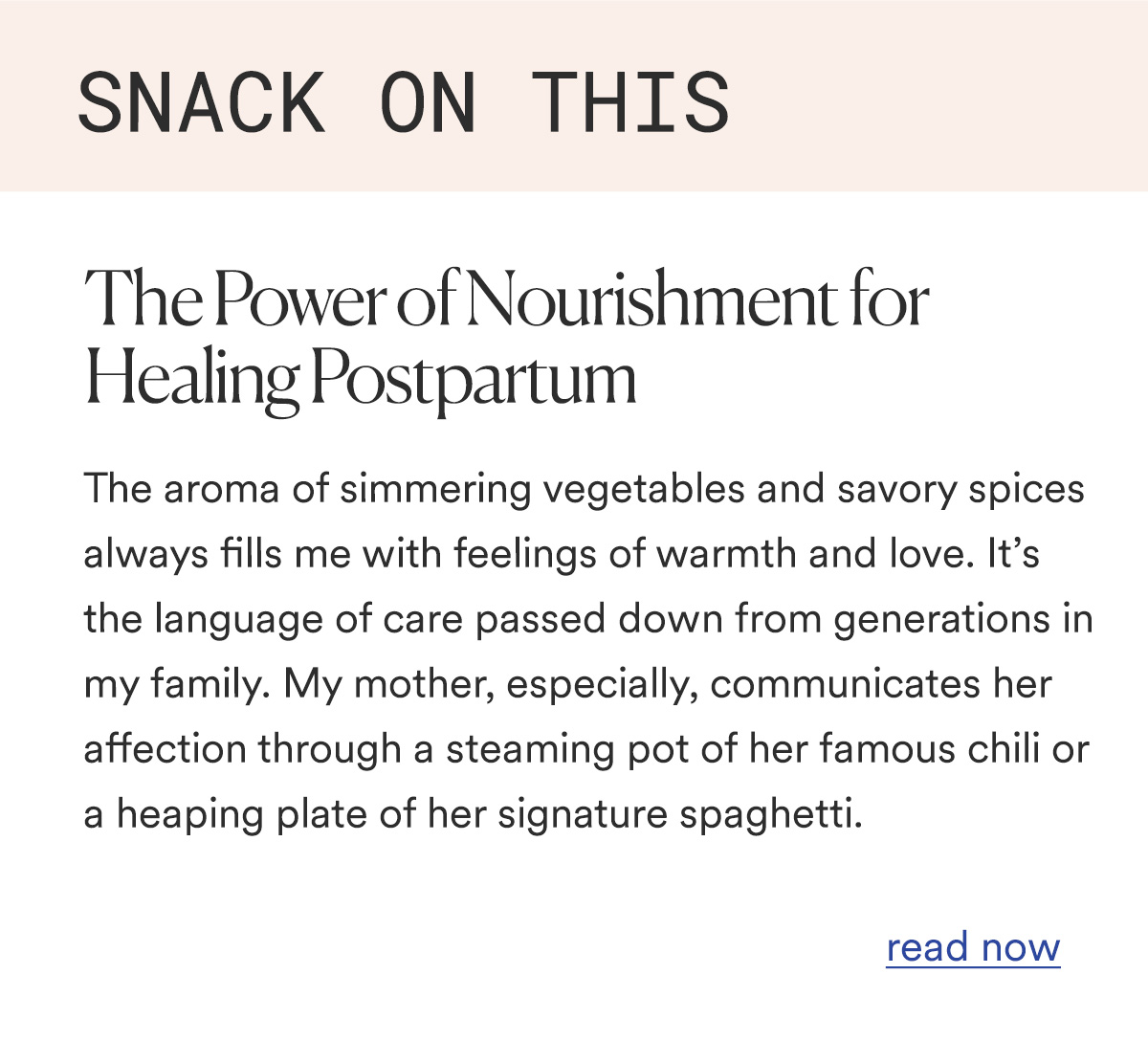 SNACK ON THIS The Power of Nourishment for Healing Postpartum