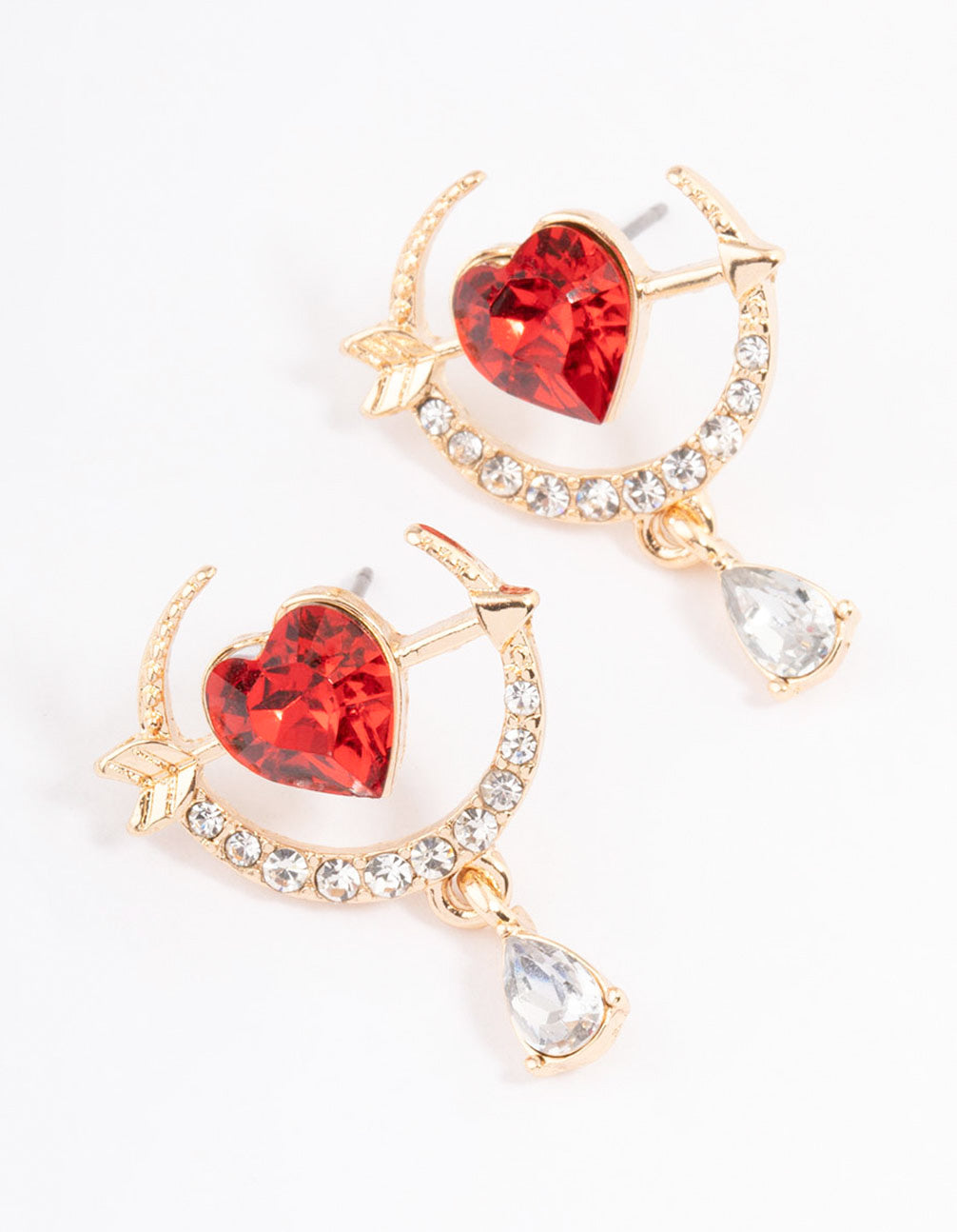 Image of Red Cross Heart Drop Earrings