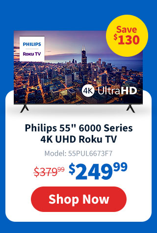 Philips 55" 6000 Series 4K UHD Roku TV