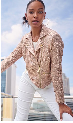 Zip-Front Sequin Jacket