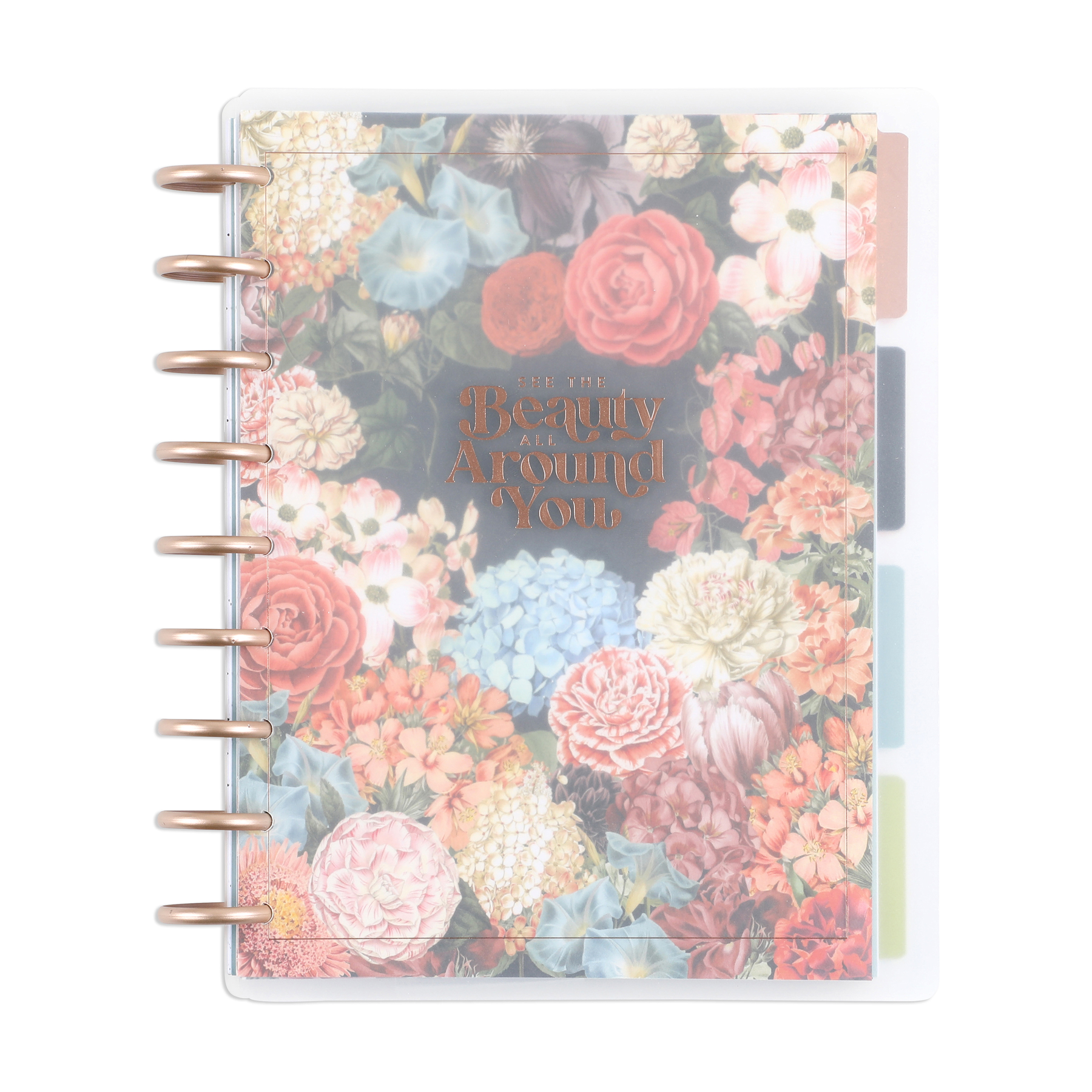 Image of Undated Gathered Flowers Frosted Happy Planner - Classic Dashboard Layout - 12 Months