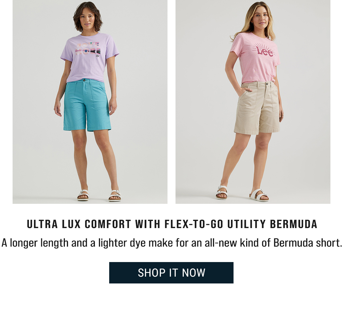 ULTRA LUX COMFORT WITH FLEX-TO-GO UTILITY BERMUDA A longer length and a lighter dye make for an all-new kind of Bermuda short.  Shop it Now