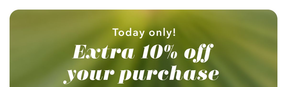 Today only! Extra 10% off your purchase