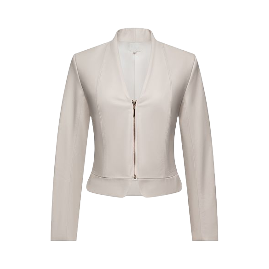 The Daniela Lambskin Blazer in Cream