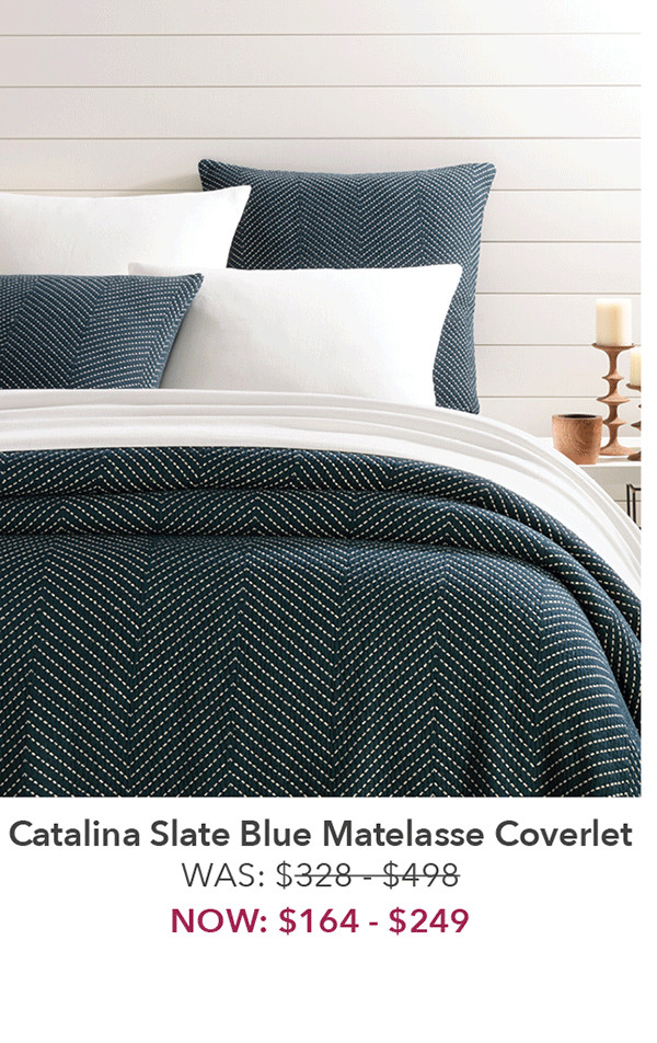 Catalina Slate Blue Matelasse Coverlet 