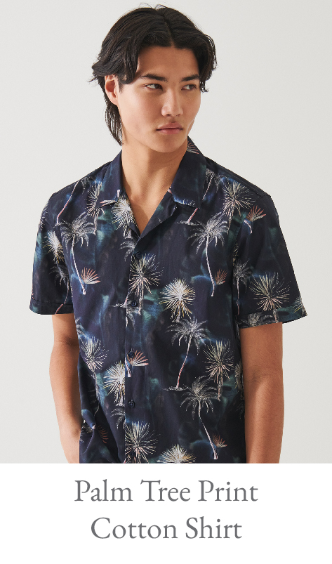 PALM TREE PRINT COTTON SHIRT