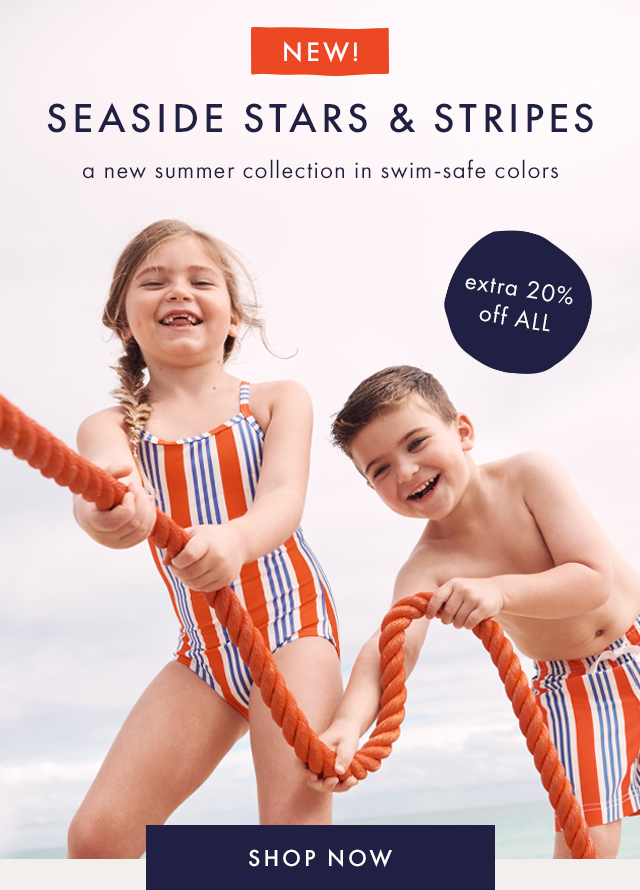 NEW! | SEASIDE STARS & STRIPES | a new summer collection in swim-safe colors | extra 20% off ALL | SHOP NOW