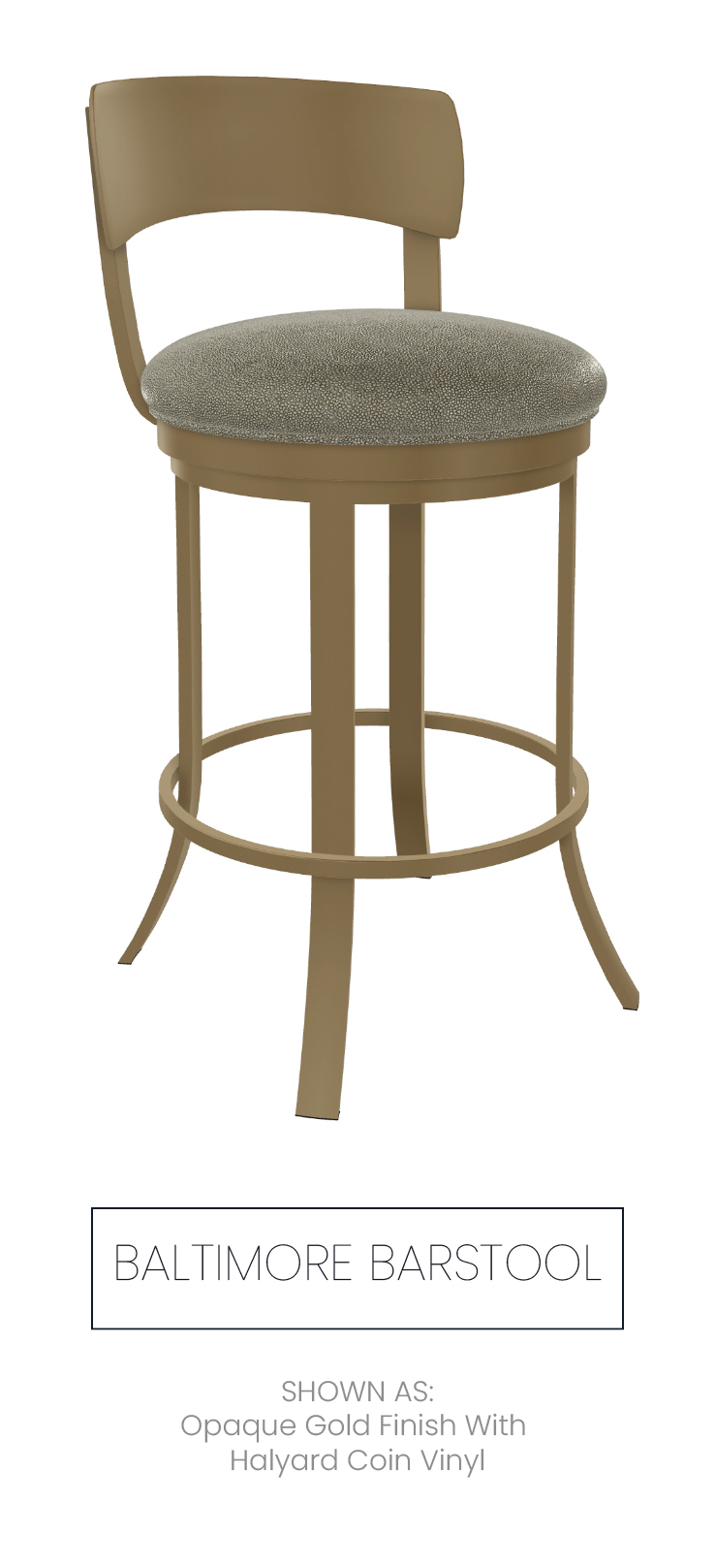 Baltimore Barstool shown as Opaque Gold finish with Halyard Coin Vinyl