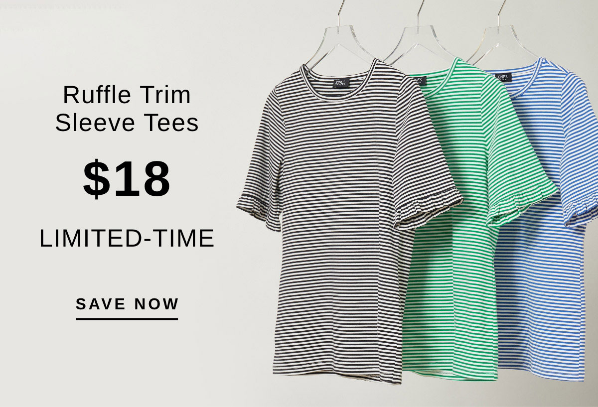 Ruffle Trim Sleeve Tees $18 LIMITED-TIME | SAVE NOW