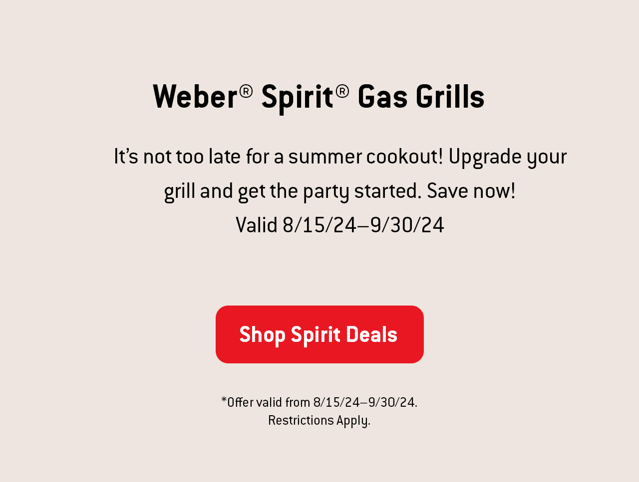 $50 off select Spirit Gas grills